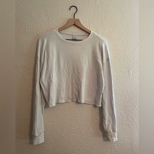 TNA Waffle Knit Long Sleeve Slight Crop/Boxy Fit